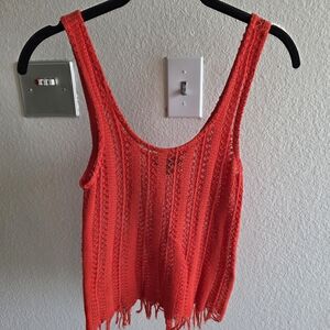 Top Shop Red Knit Sleeveless Top